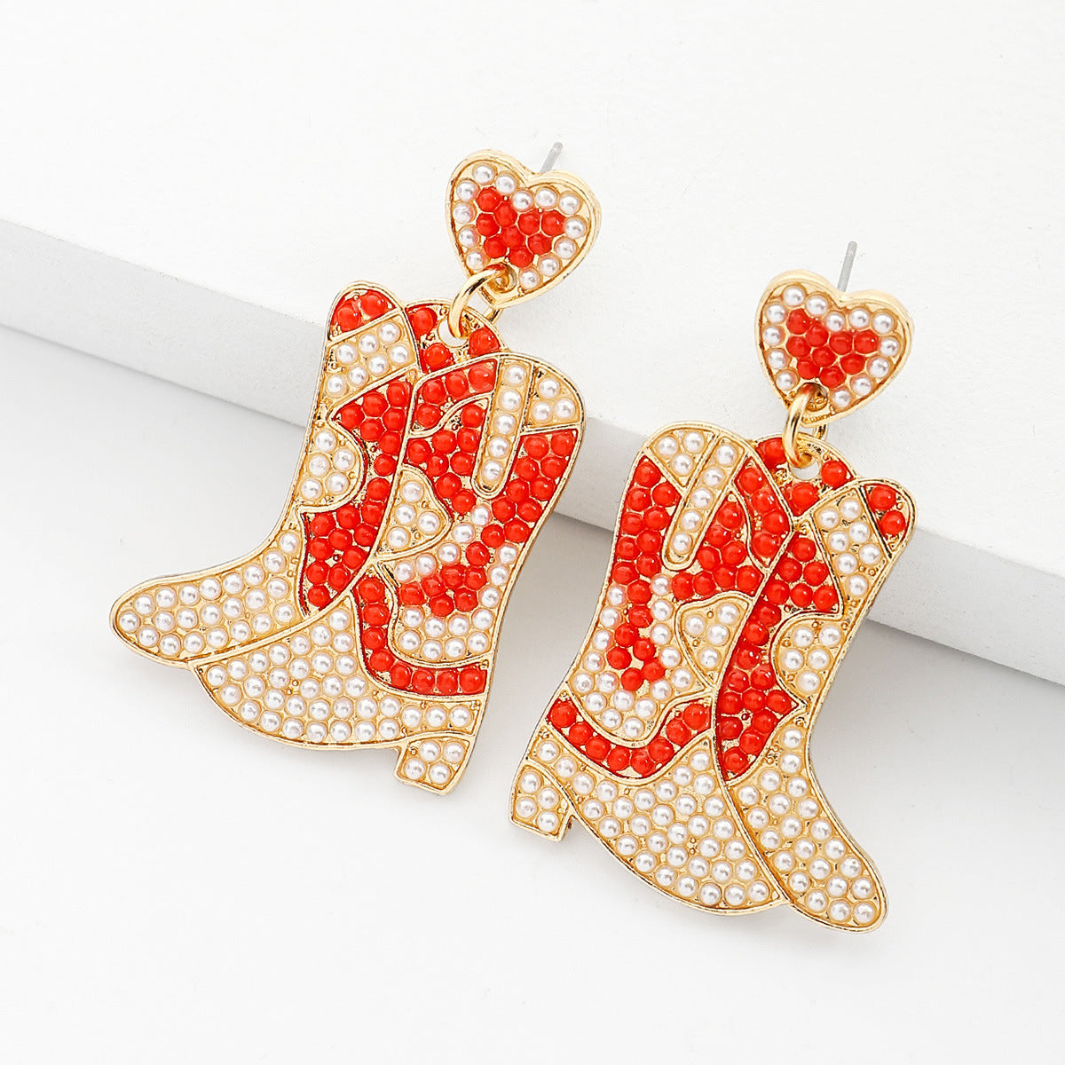 Wholesale Love Boots, Rice Bead Alloy Earrings